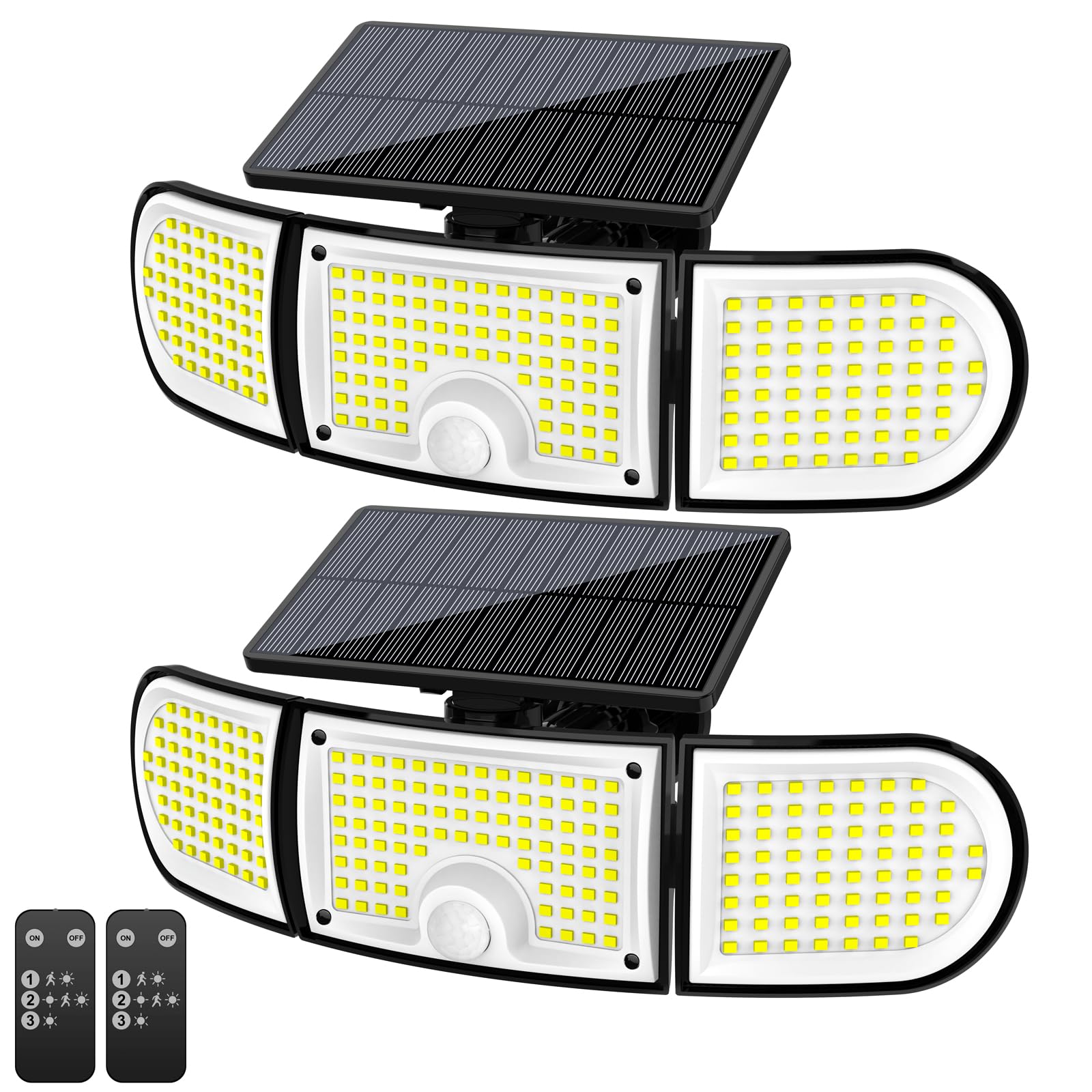 IYGR Solar Outdoor Lights, 3000LM 218 LED Motion Sensor Lights with Remote Control, IP65 Waterproof,270° Wide Angle Flood Wall Lights with 3 Modes for