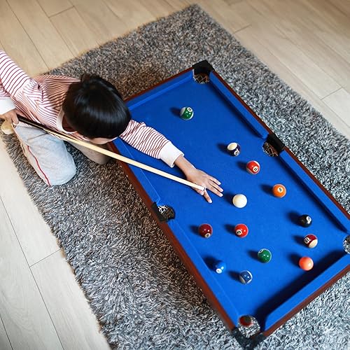 Miniatura 8 de TOPZEA Juego de bolas de billar tamaño pequeño, juego de bolas de billar de 1-12 pulgadas, juego completo de 16 bolas con estante para billar para