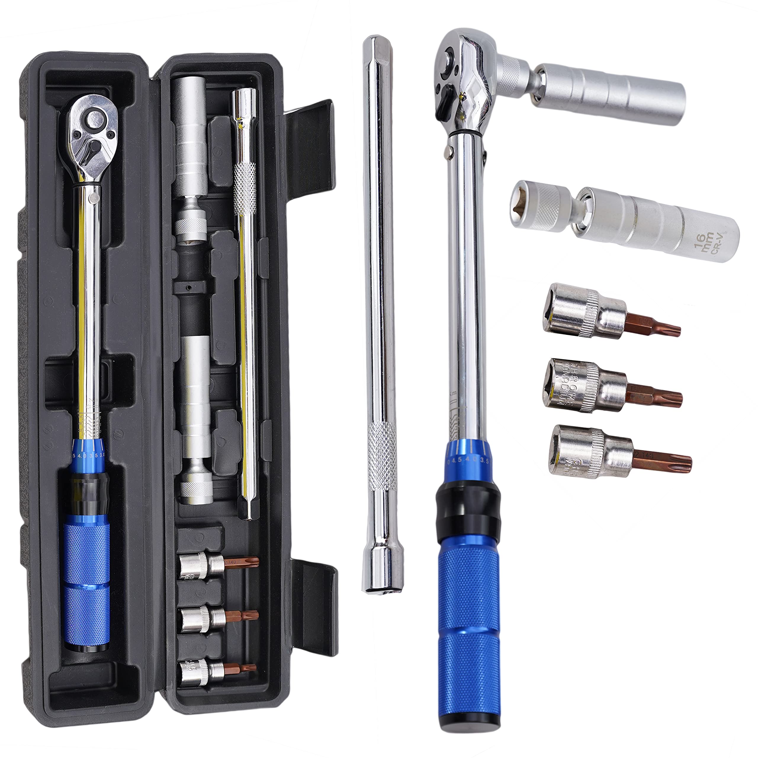OIMERRY Torque Wrench with 14mm 16mm Spark Plug Socket, 3/8 Inch Drive Click Torque Wrench with 9.8'