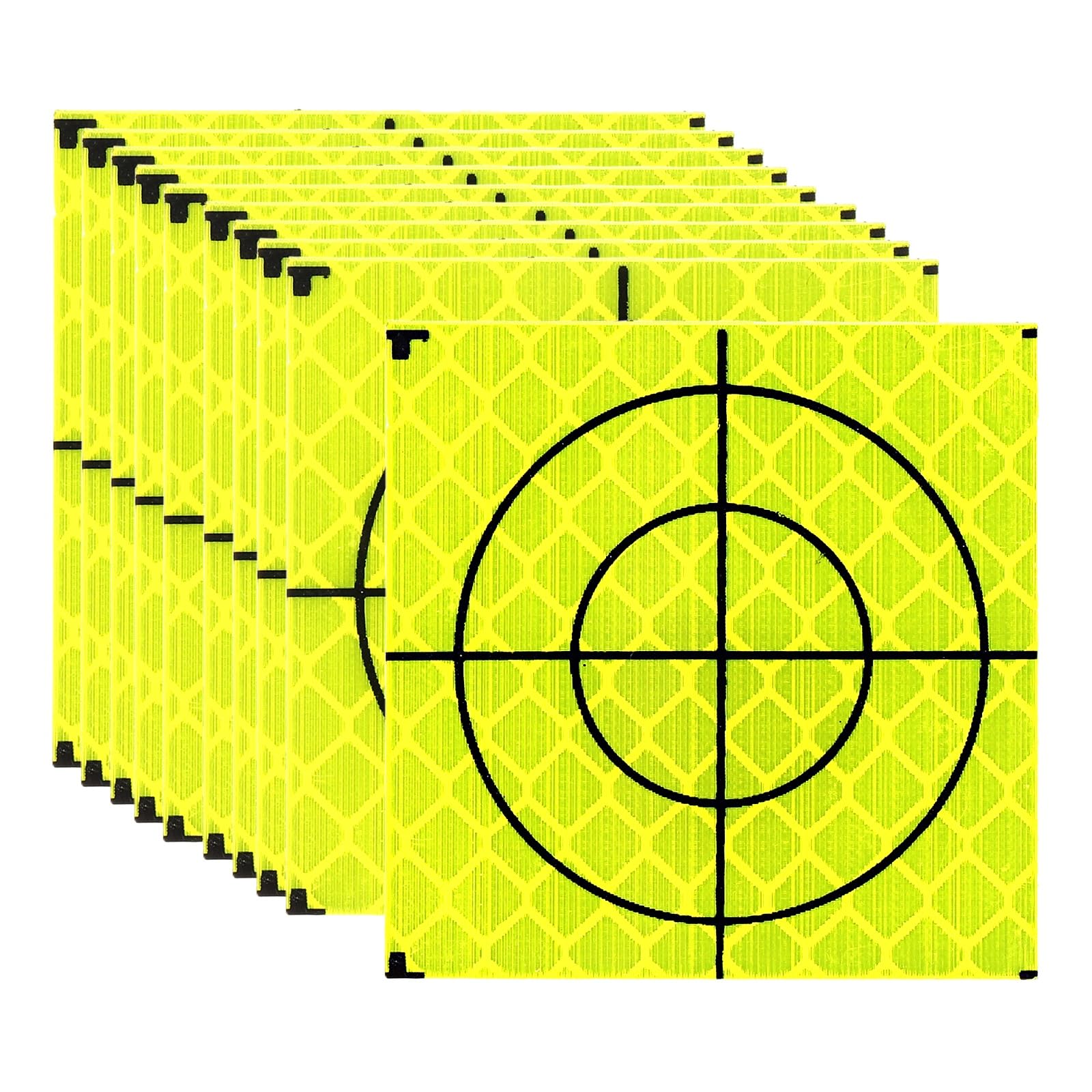 PATIKIL Survey Reflector Target (30x30mm, Yellow Green)(100 Pcs) Self-Adhesive Reflective Sheet Surveying Target Mark Tape, Suit for Total Stations/Ship Inspection/Tunnel Measure