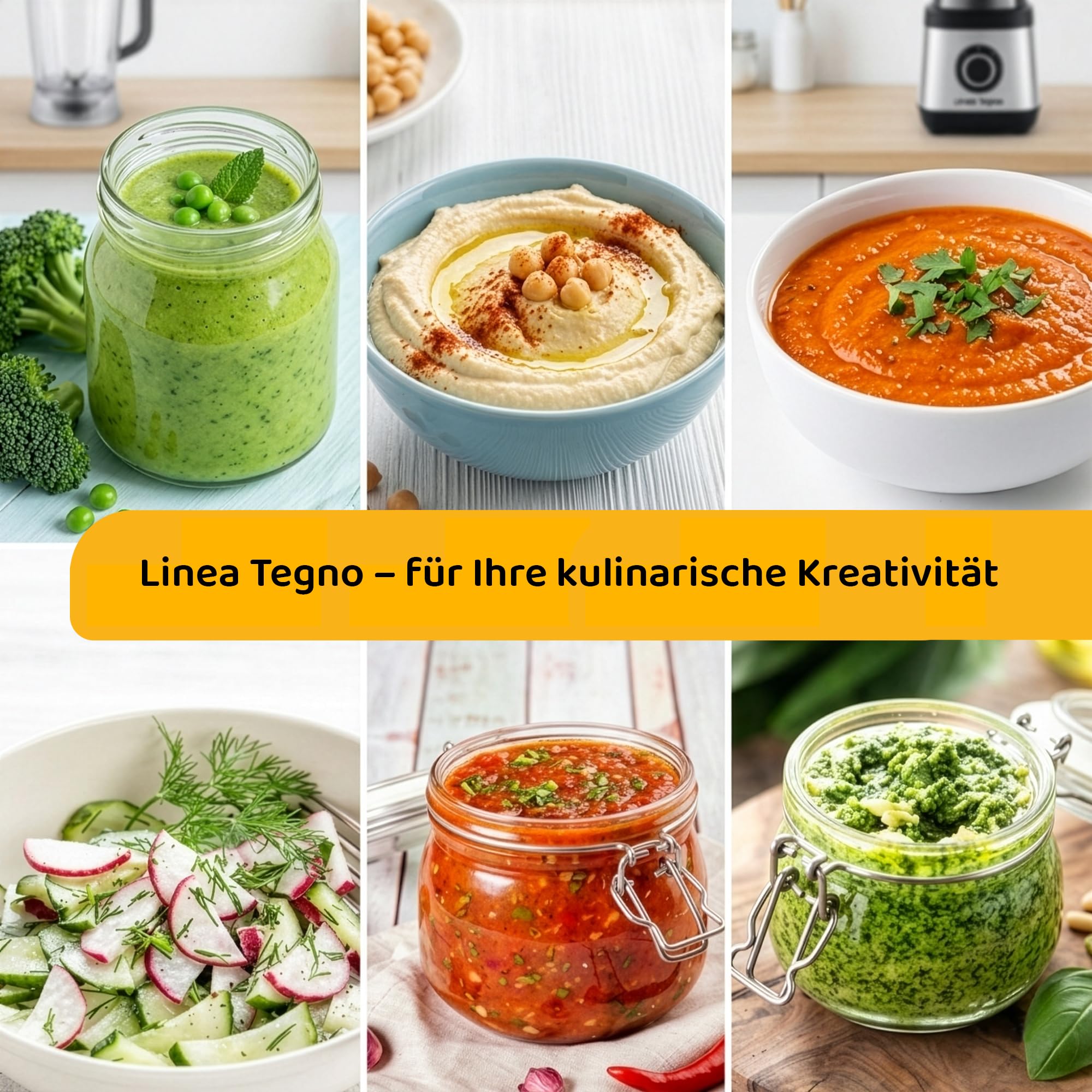 Food Processor - Linea Tegno – Multifunktionale 5-in-1 Küchenmaschine aus Edelstahl – Zum Hacken, Raspeln, Schneiden & Mixen – 2,3L Schüssel & 2,7L Standmixer, Zitruspresse – BPA-frei