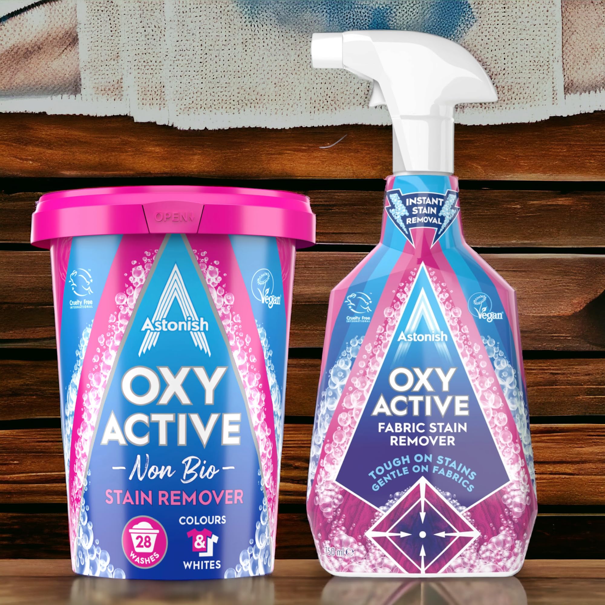 Astonish Oxy Active Stain Remover Bundle - Spray (750ml) & Powder (625g) for Clothes