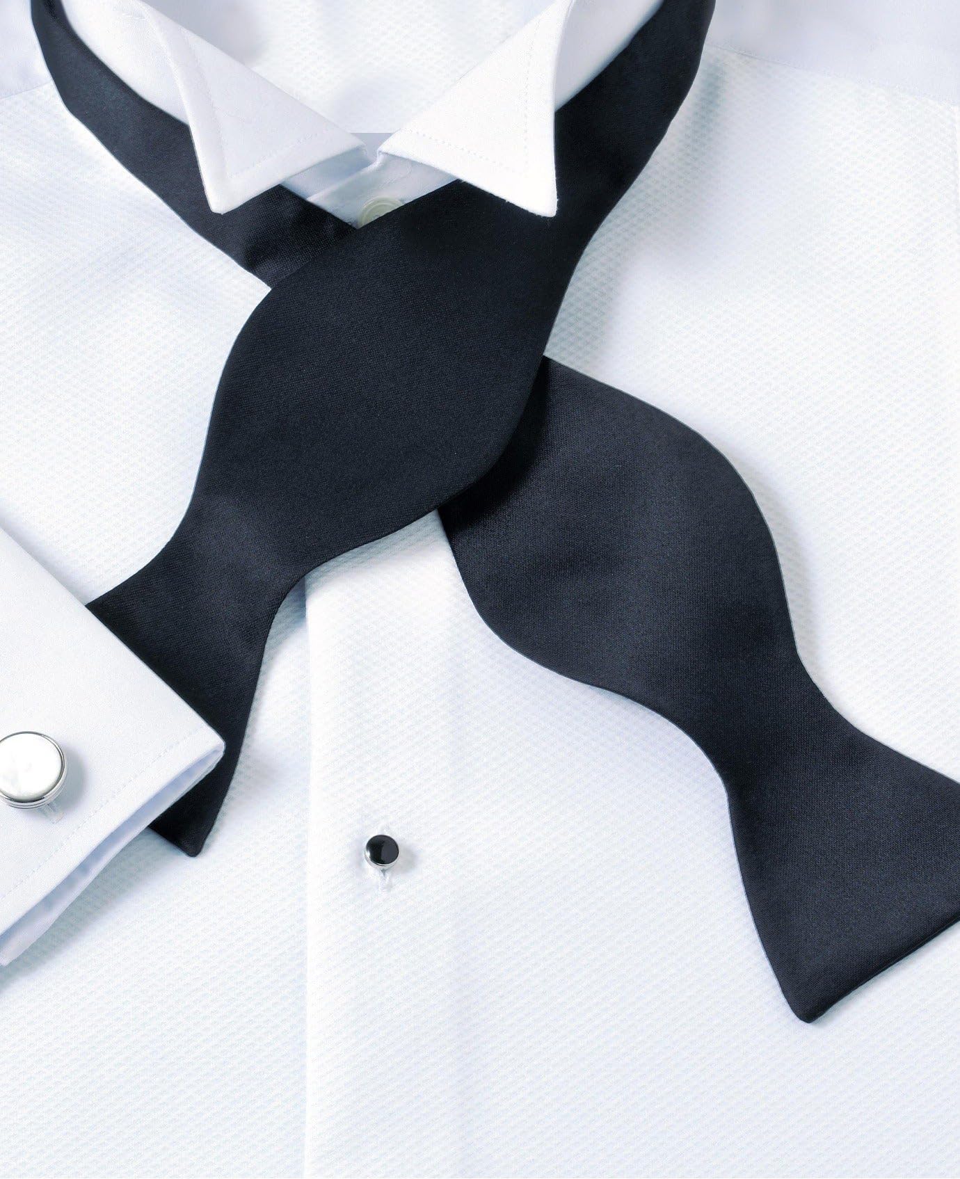 KINGSON Self-Tie Black Satin Bow Tie for Men – Open Bow Classic Style for Tuxedo, Wedding & Formal Events - Image 4 thumbnail