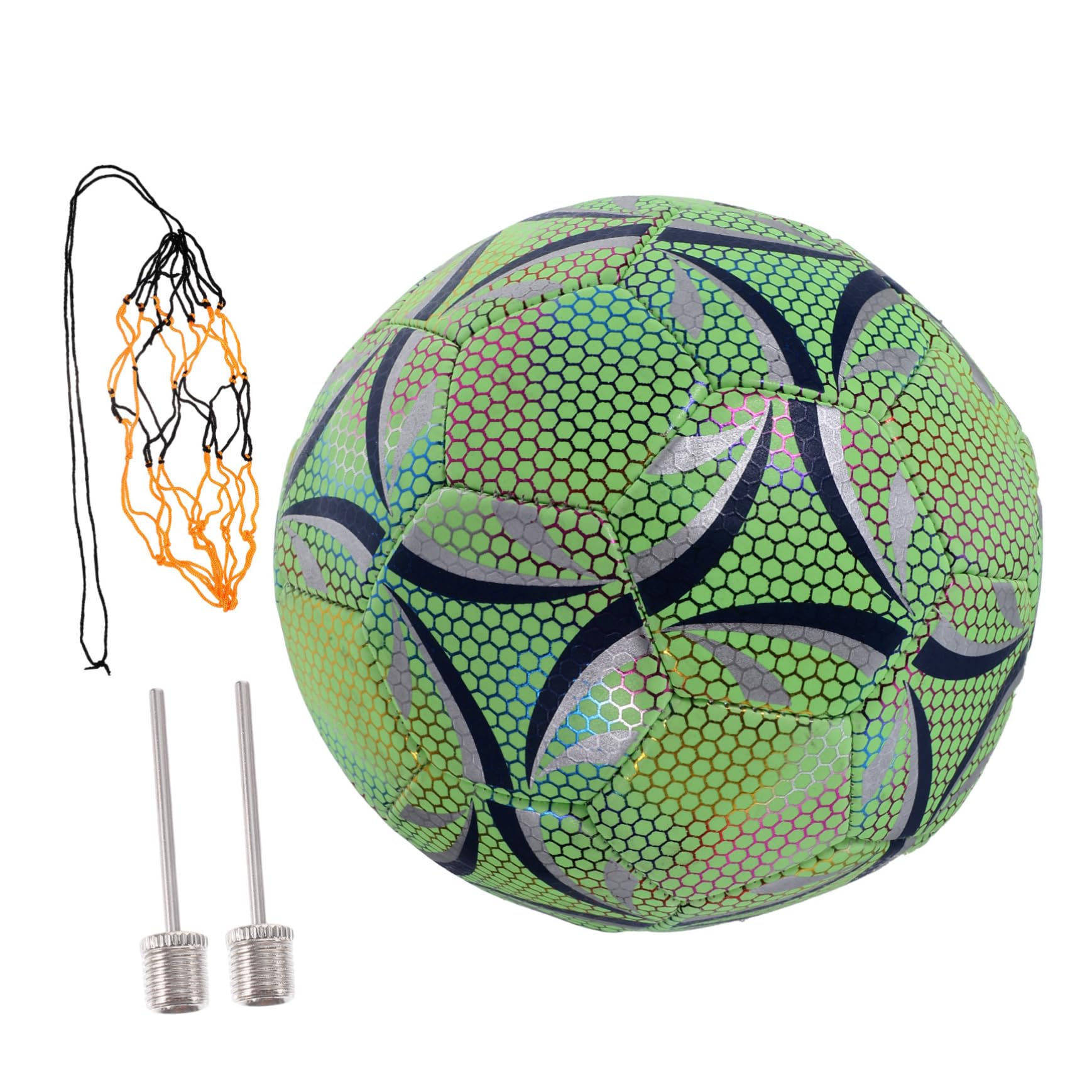 Milisten Balón de Fútbol de PU Fluorescente y Reflectante, Resistente al Desgaste, Adecuado para Jugar Dentro y Fuera, Pelota Deportiva para Niños y Entrenamientos