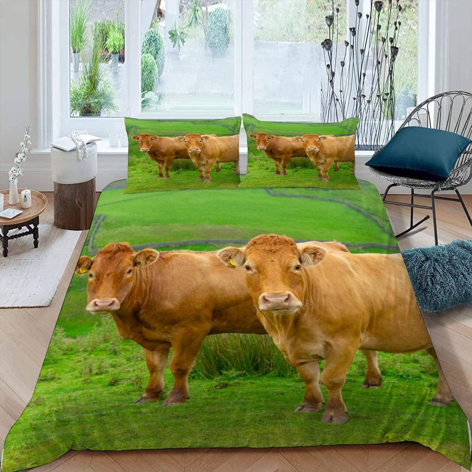 Luoru Boys Color18 Single Duvet Cover Cows 135X200 Cm 3D Printed Farm Animals Cattle Bedding Set With Zipper Closure Ultra Soft Microfiber Kids Girls Teens Comforter Quilt Cover With 2 Pillowcase 50X75