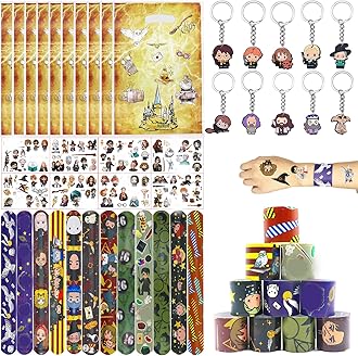 Wizard Harry Party Bag Fillers for Kids Boys Girls, 40 Pcs Harry Themed Assorted Toys Pinata Filler with Slap Bands Stickers Keychains Gift Bags Lucky Dip Prize Party Favours for Birthday Gift