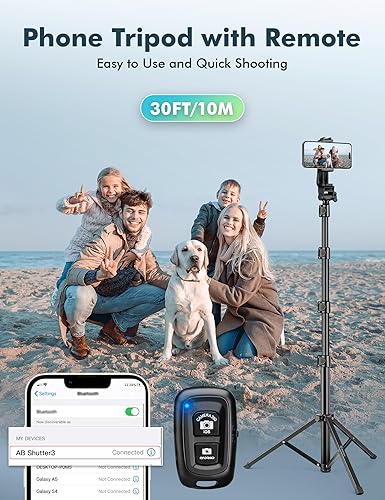 Miniatura 3 de Trípode para teléfono, trípode de 70 pulgadas para iPhone celular, soporte de trípode para selfie stick con soporte remoto para teléfono, trípode de