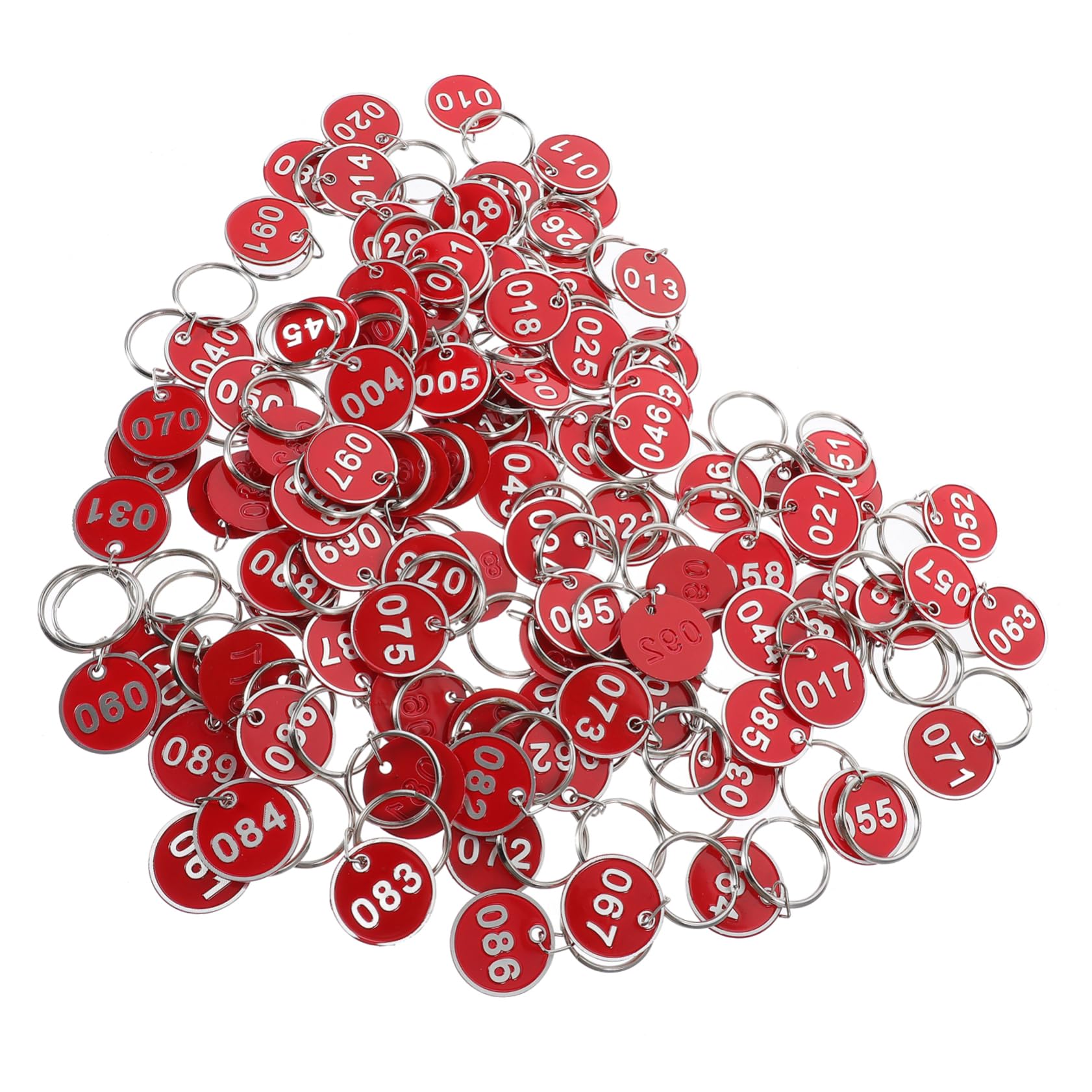 Lega di Alluminio Targhette Numerate Rosse Portachiavi 100 Pezzi