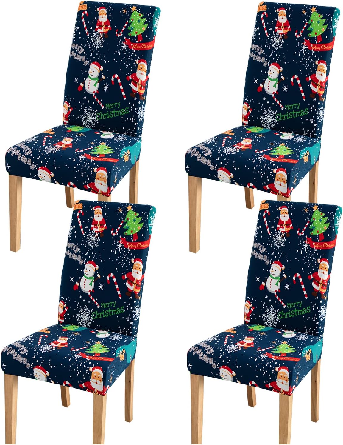 Leofanger 4 Pack Christmas Chair Covers Santa Snowflake