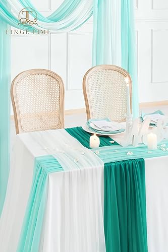 Miniatura 6 de TINGE TIME 3 paneles de tela drapeada para arco de boda, 20 pies, sin arrugas, tela transparente para telón de fondo de boda, escenario, arco,