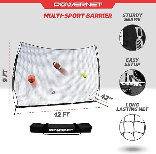 Miniatura 3 de PowerNet Carli Lloyd - Red de barrera deportiva, varios tamaños para máxima protección, respaldo de seguridad, barricada portátil para béisbol,