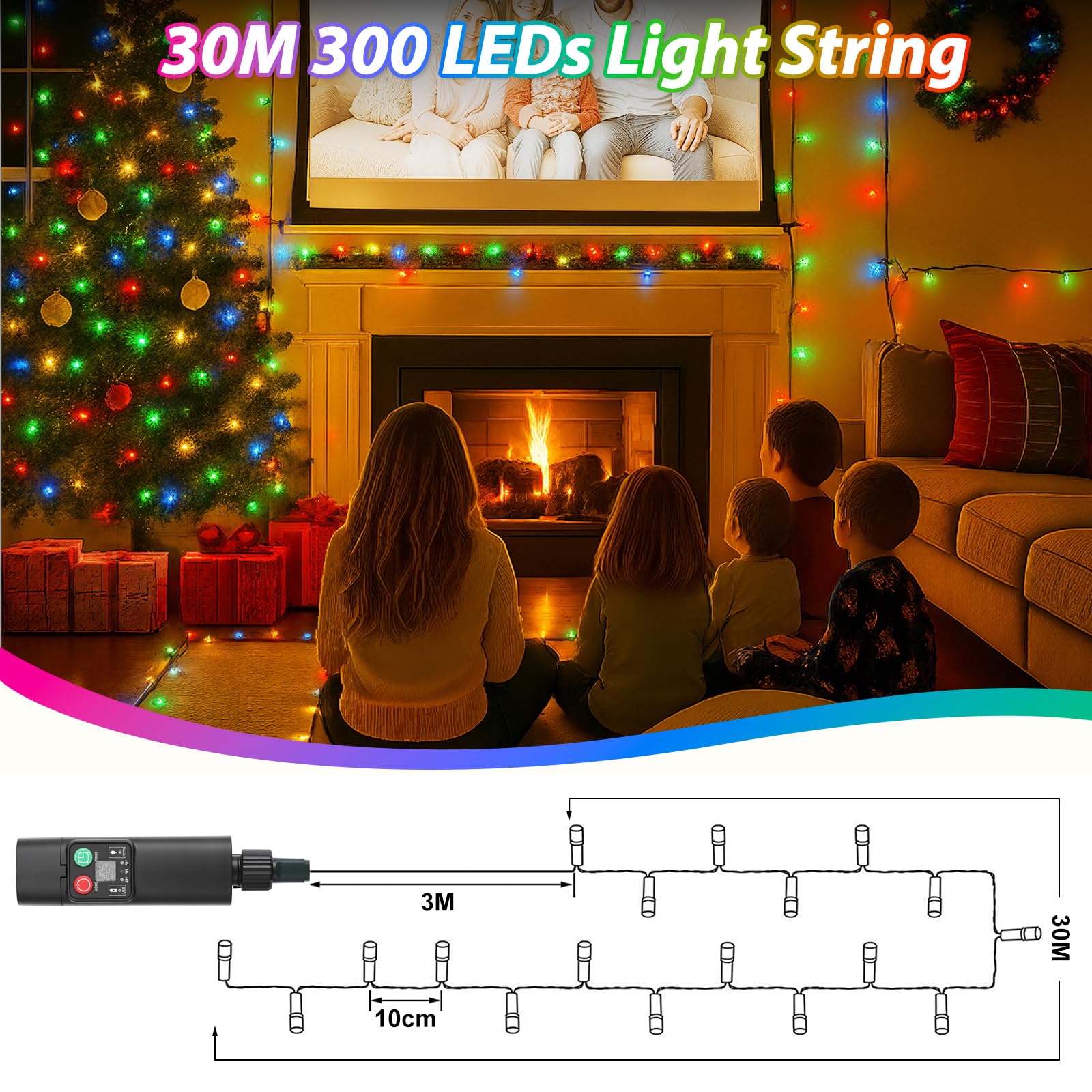 Produktbild von SWANEW LED Lichterkette Außen Wasserdicht Drahtlichterkette Beleuchtung 300 Leds 30m Warmweiss Warmweiss 59332472