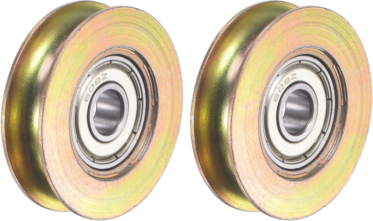 sourcing map Sliding Door Roller U Groove 8mm Shaft Hole 40mm Diameter 8.1mm Groove Width, Bearing Steel, Pack of 2
