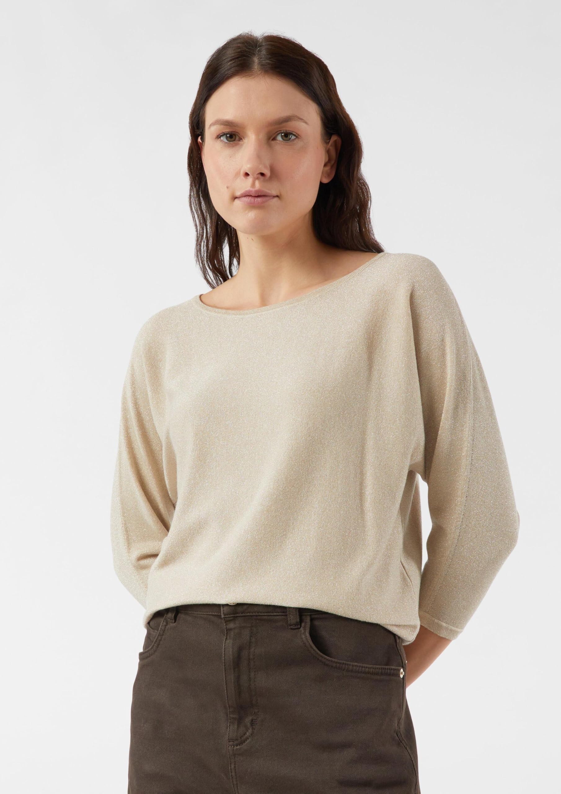 Comma Glitzergarn-Feinstrickpullover mit 3/4-Arm