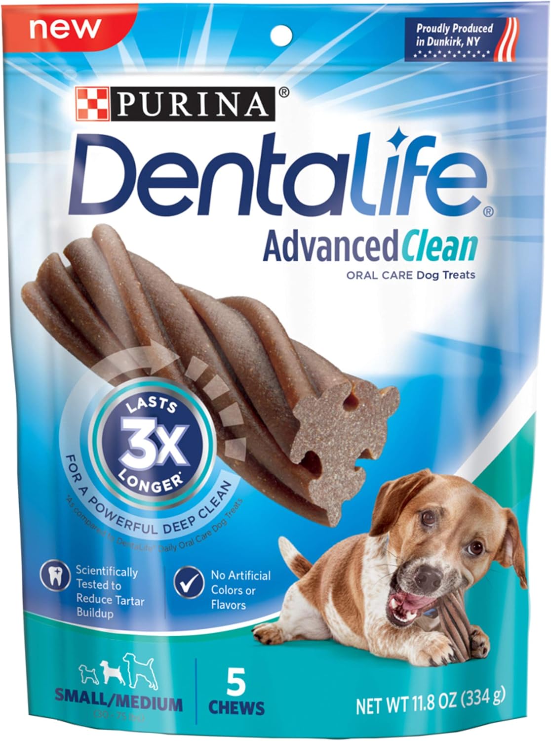 Purina DentaLife Made in USA Facilities Small/Medium Dog Dental Chews, Advanced Clean - 5 ct. Pouch