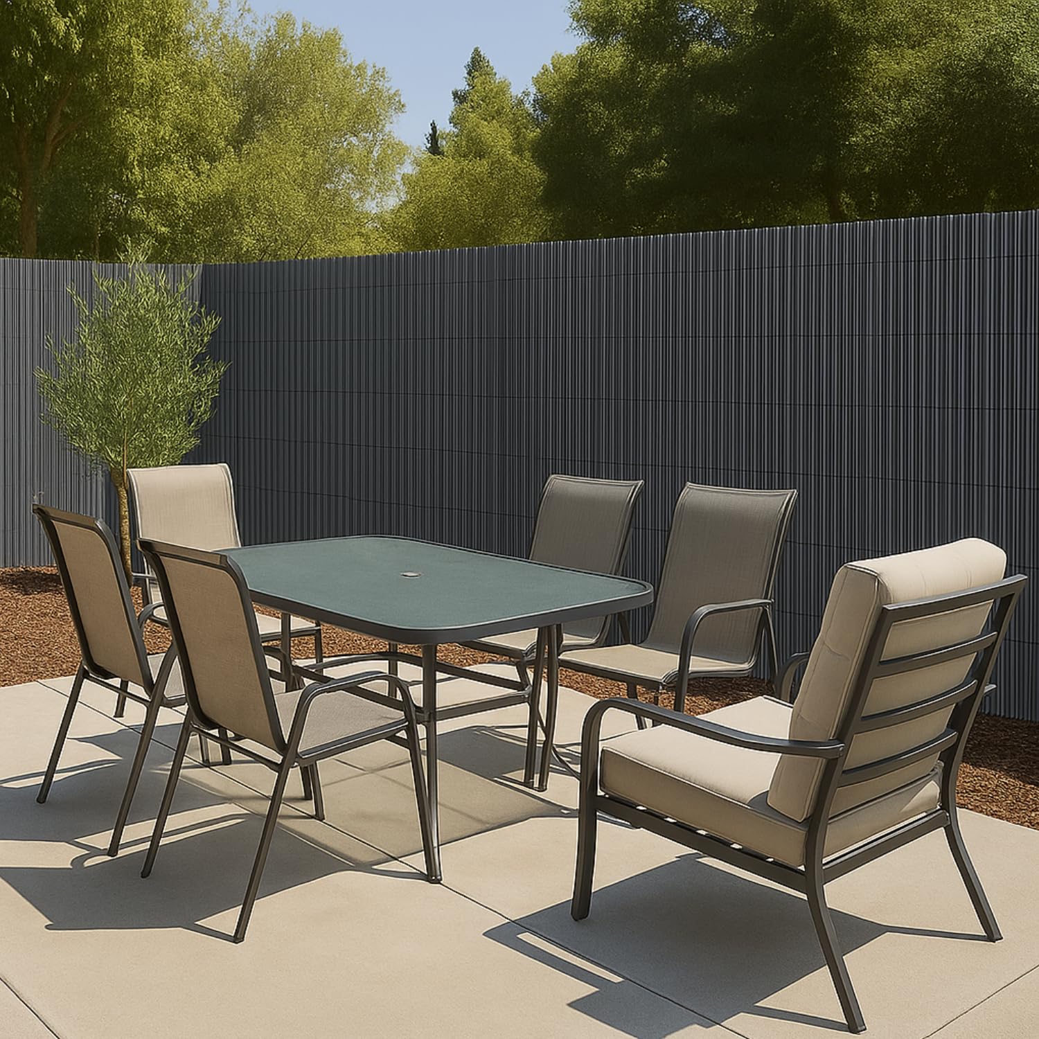 BONERVA | Mimbre PVC | Color Antracita | Valla de decoración