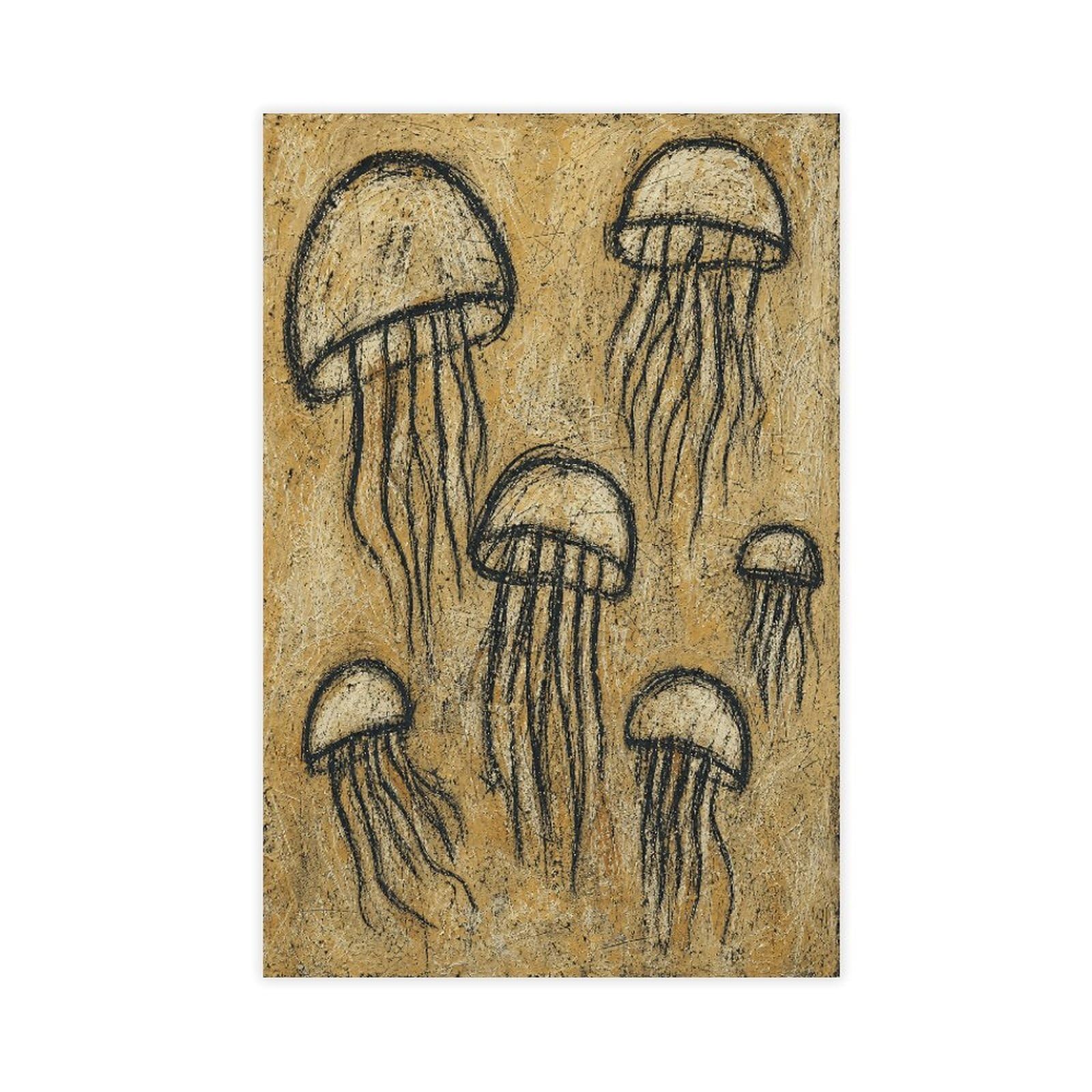 W7c8u2x3 Unframe-Style-5 Jellyfish Ink Study Canvas Wall Art, Ocean Creatures
