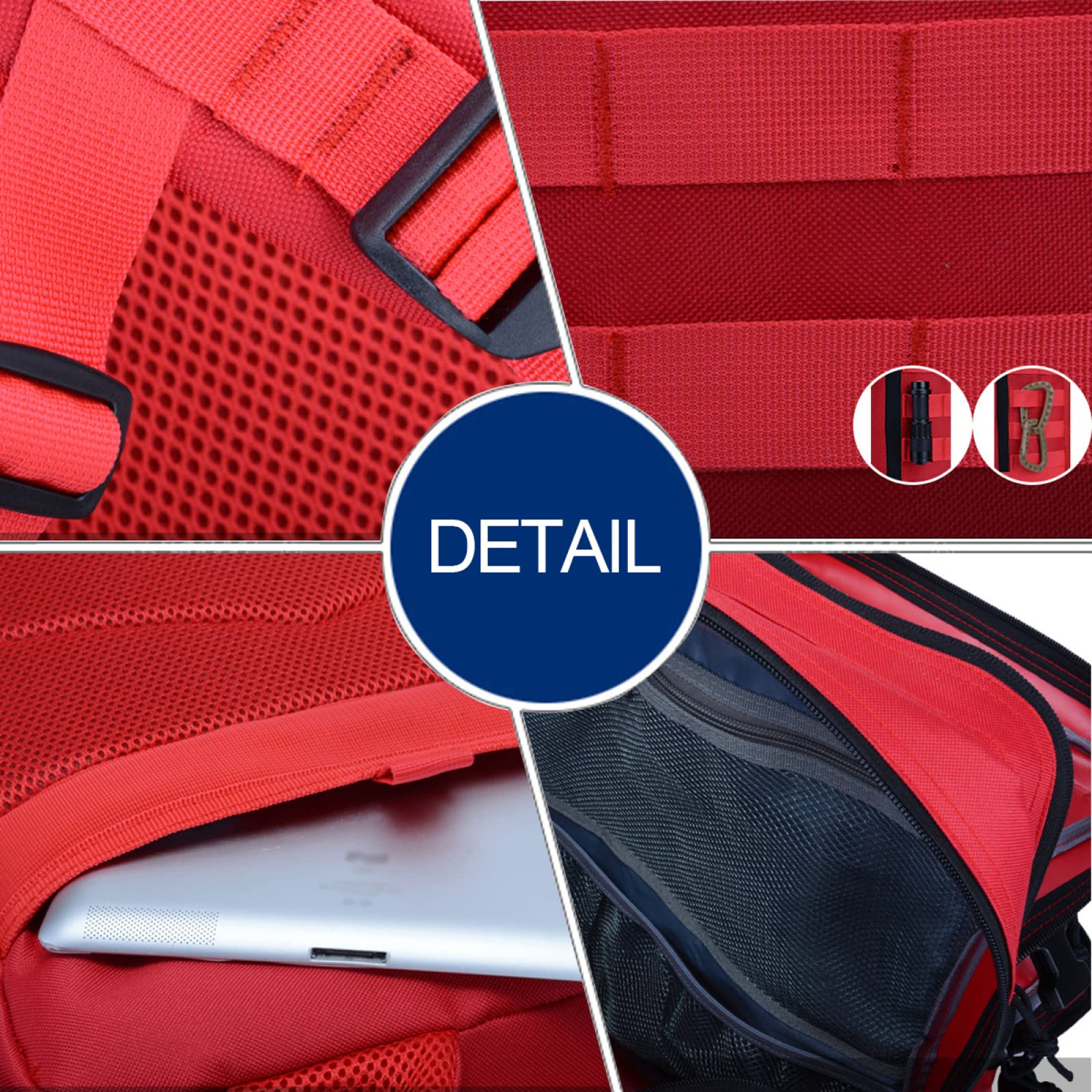 Mochilas de senderismo para acampar 45L, mochila táctica Mochila táctica grande de 3 días Mochila resistente Molle Army Assault Pack para caza Senderismo Camping Otras actividades al aire libre,Black