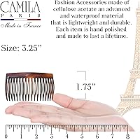 Vista 3 de Camila Paris CP3876 - Peineta lateral francesa pequeña, curva, con caparazón de tortuga, peines decorativos para recogido francés, pinzas de cabello