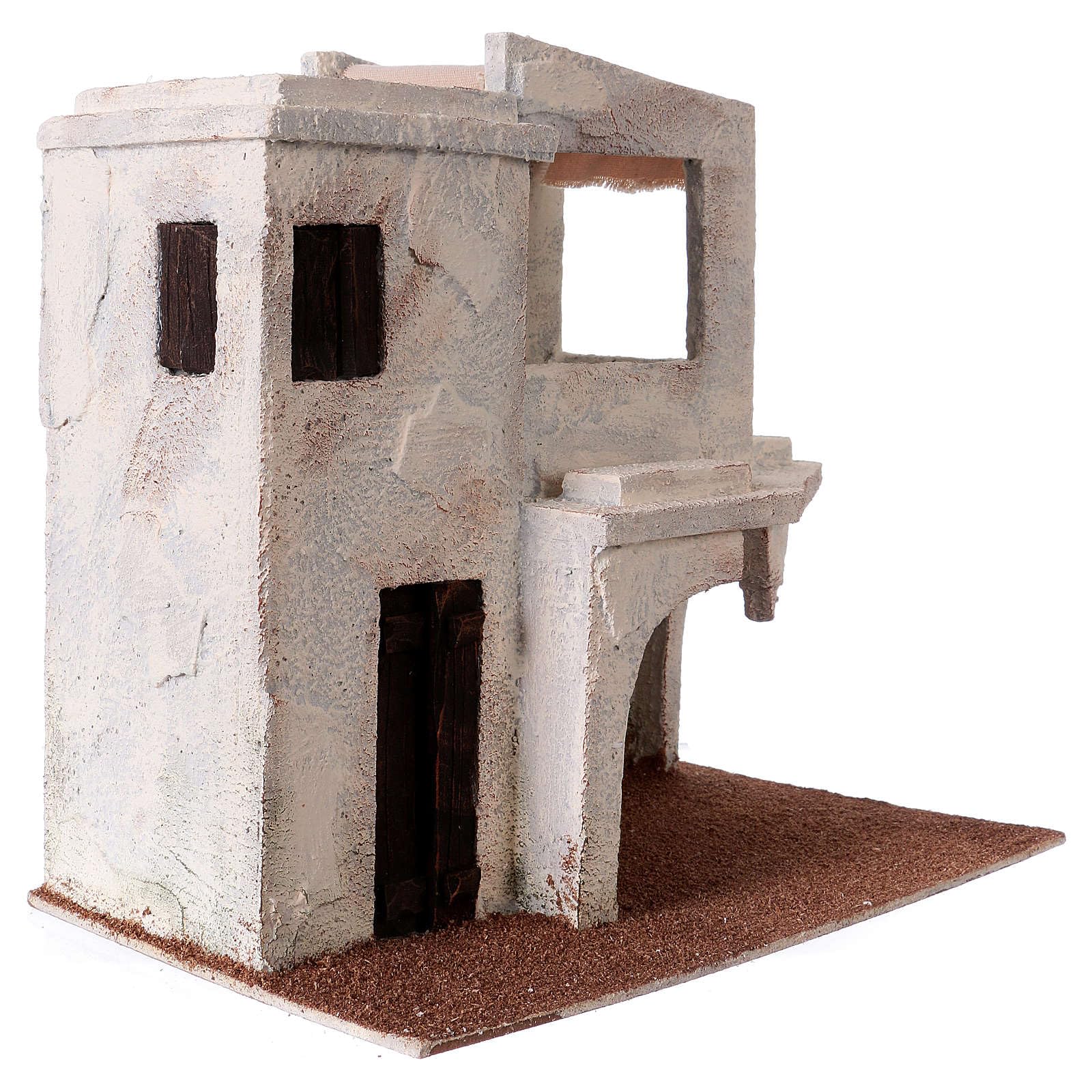 Holyart Ambientazioni, botteghe, case, pozzi: Casetta araba veranda e stalla 30x30x20 cm per presepi di 9 cm