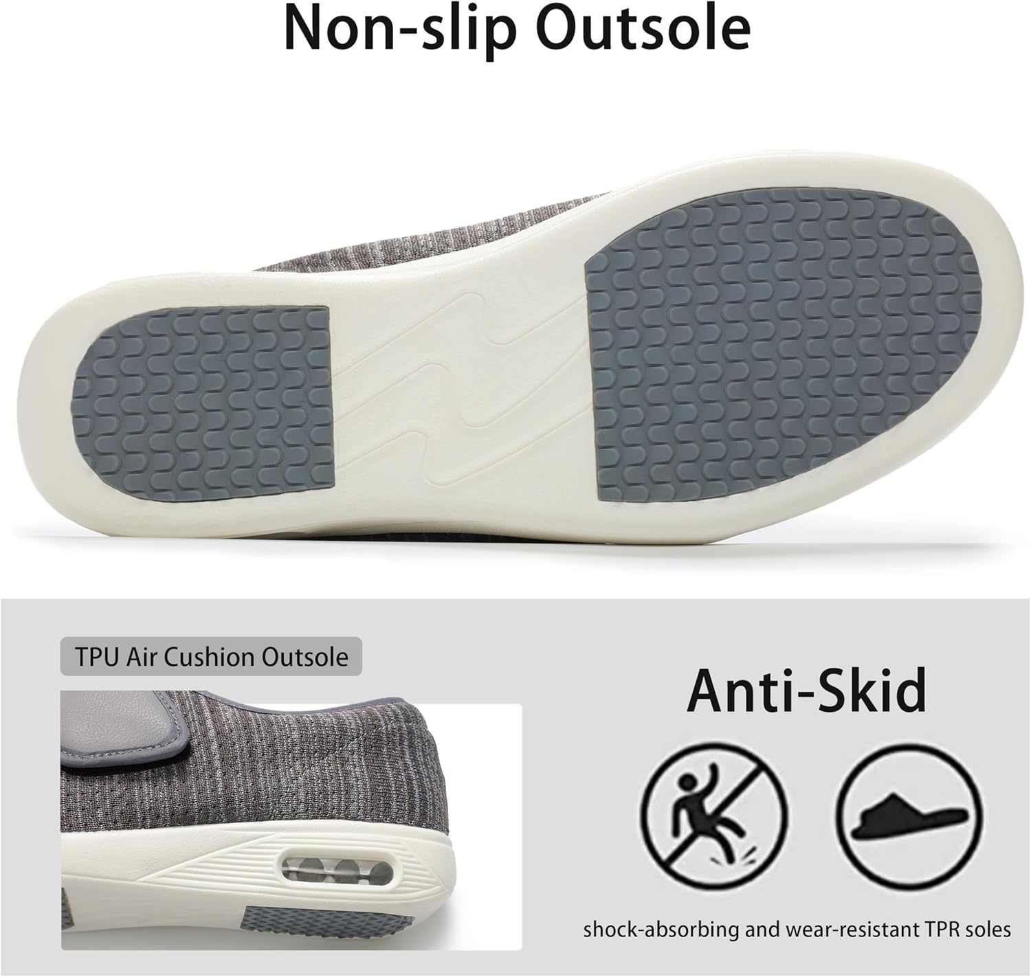 QHBPMGAD Diabetic Shoes for Women, Women's Wide Width Elderly Shoes, Adjustable Hook and Loop Closure Anti-Slip Breathable Lightweight, Swollen Feet Walking Edema Sneakers