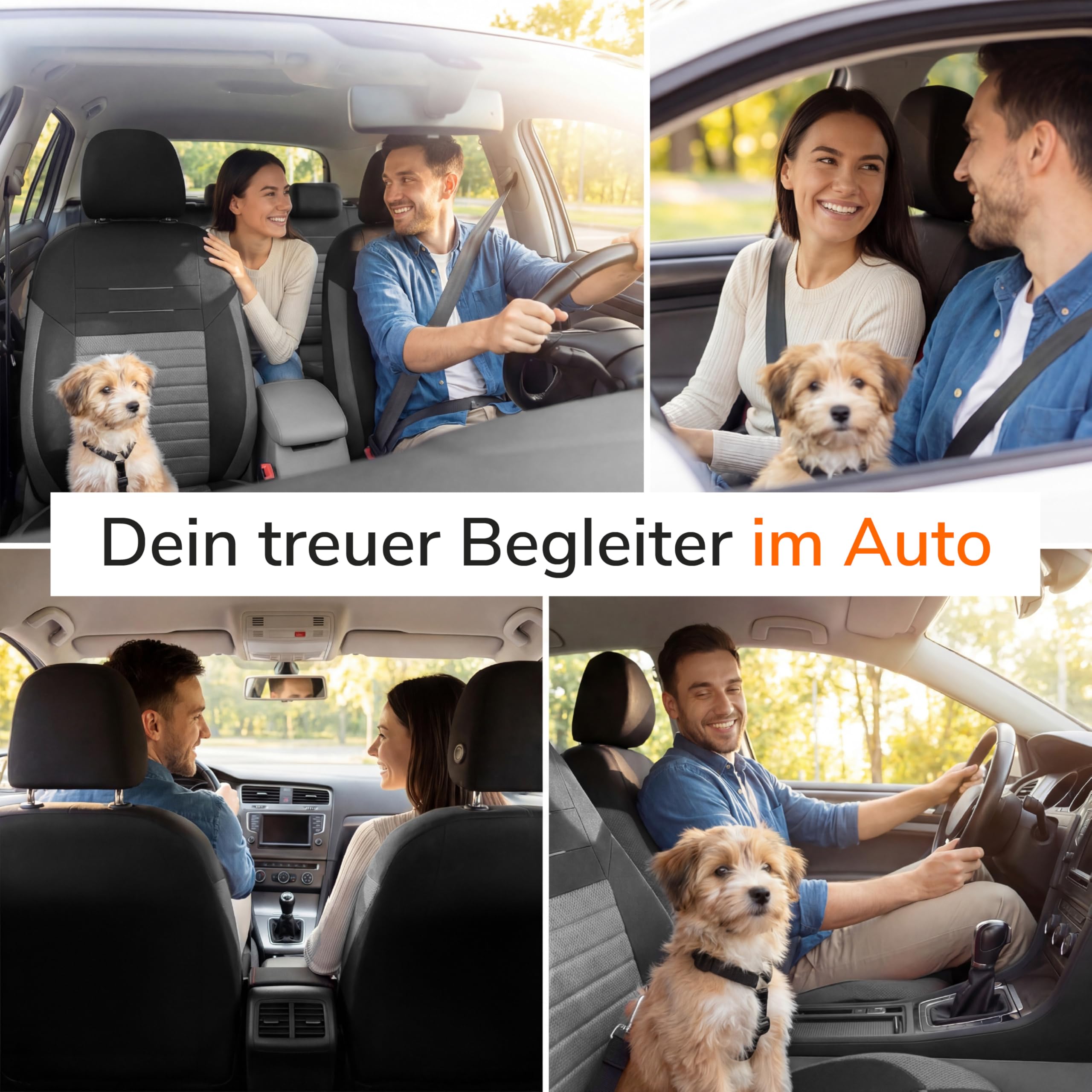 Upgrade4cars Autositzbezüge Set für die Vordersitze Version 2026 | Auto-Schonbezüge Universal in Grau für Fahrersitz & Beifahrer | Autozubehör Innenraum Deko