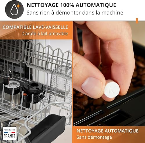 Krups Sensation Lait, Machine à café grains, Expresso automatique, 6 boissons, Carafe à lait Cappuccino, Interface tactile, Nettoyage automatique, Silver, EA912E10 - 8