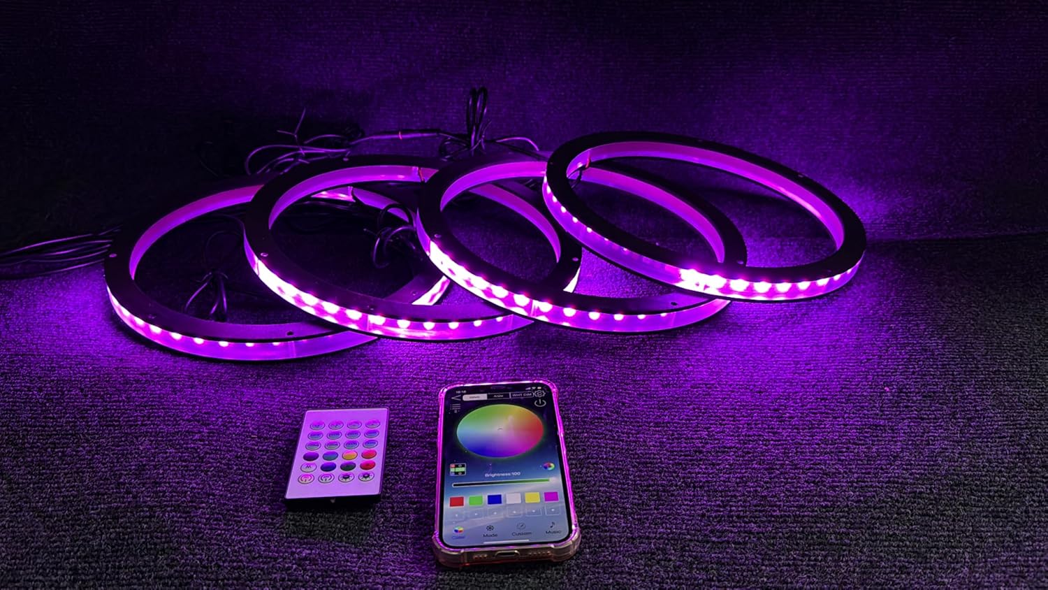 4PCS 10 Inches APP/Remote-Controlled RGB Dream Chasing Flow LED Speaker Rings - Easy Installation, for Coaxial Speakers, Car/Truck/Slingshot/Motorcycle