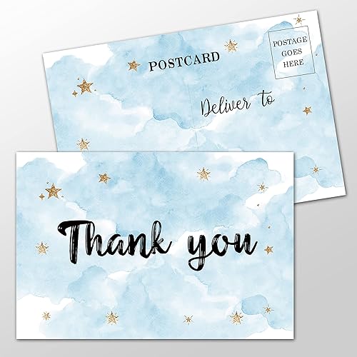 Moon and Stars - Tarjetas postales de agradecimiento  Twinkle Twinkle Little Star Tarjetas de agradecimiento en blanco de doble cara para baby