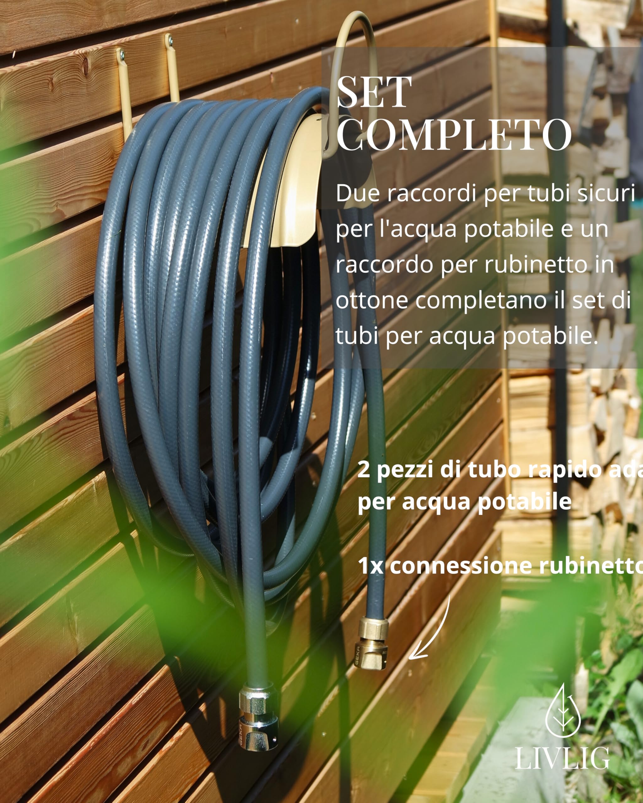LIVLIG Tubo per Acqua 10 m 1/2 Pollice con raccordi, Tubo per Acqua Dolce per Campeggio, Cucina all'aperto o riempimento della Piscina, Tubo per Uso nel Settore dell'Acqua Potabile, Antracite