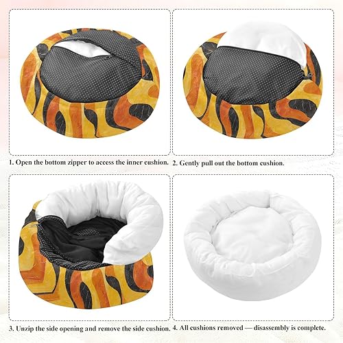 Miniatura 8 de KLL Orange Black Wave Line Relieve Stress Pet Cat Bed fluffier Dog & Cat Cushion for Extra Small Size Pets Sleeping Camas para mascotas Grandes