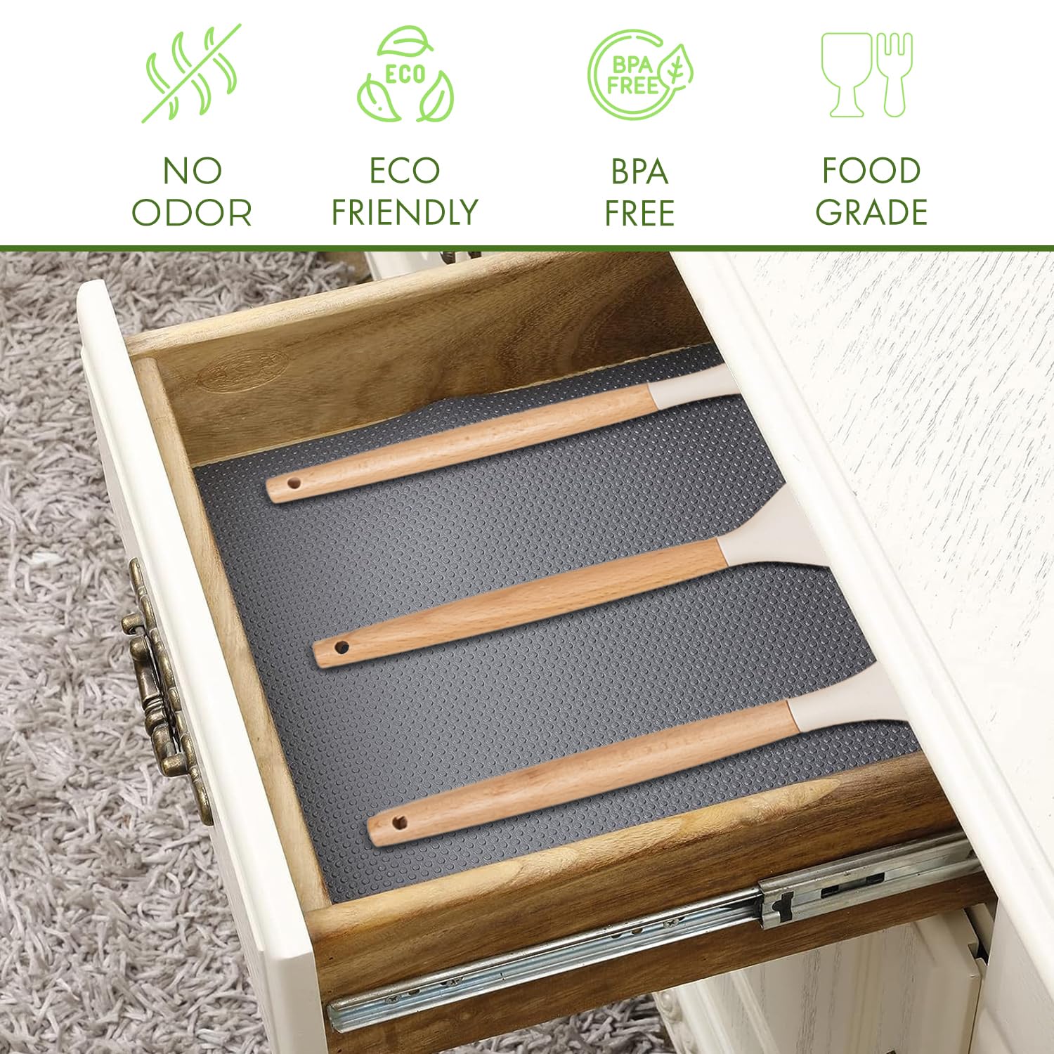 EVALAND 17.7" X 33' Non-Slip Shelf Liner - EVA Kitchen Drawer Liner, No Adhesive, Stain Proof