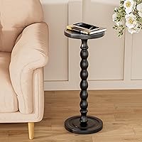 Vista 7 de Mesa auxiliar pequeña de madera de caucho, mesas auxiliares redondas de madera maciza para espacios pequeños, mesas de Martini, mesa de bebida