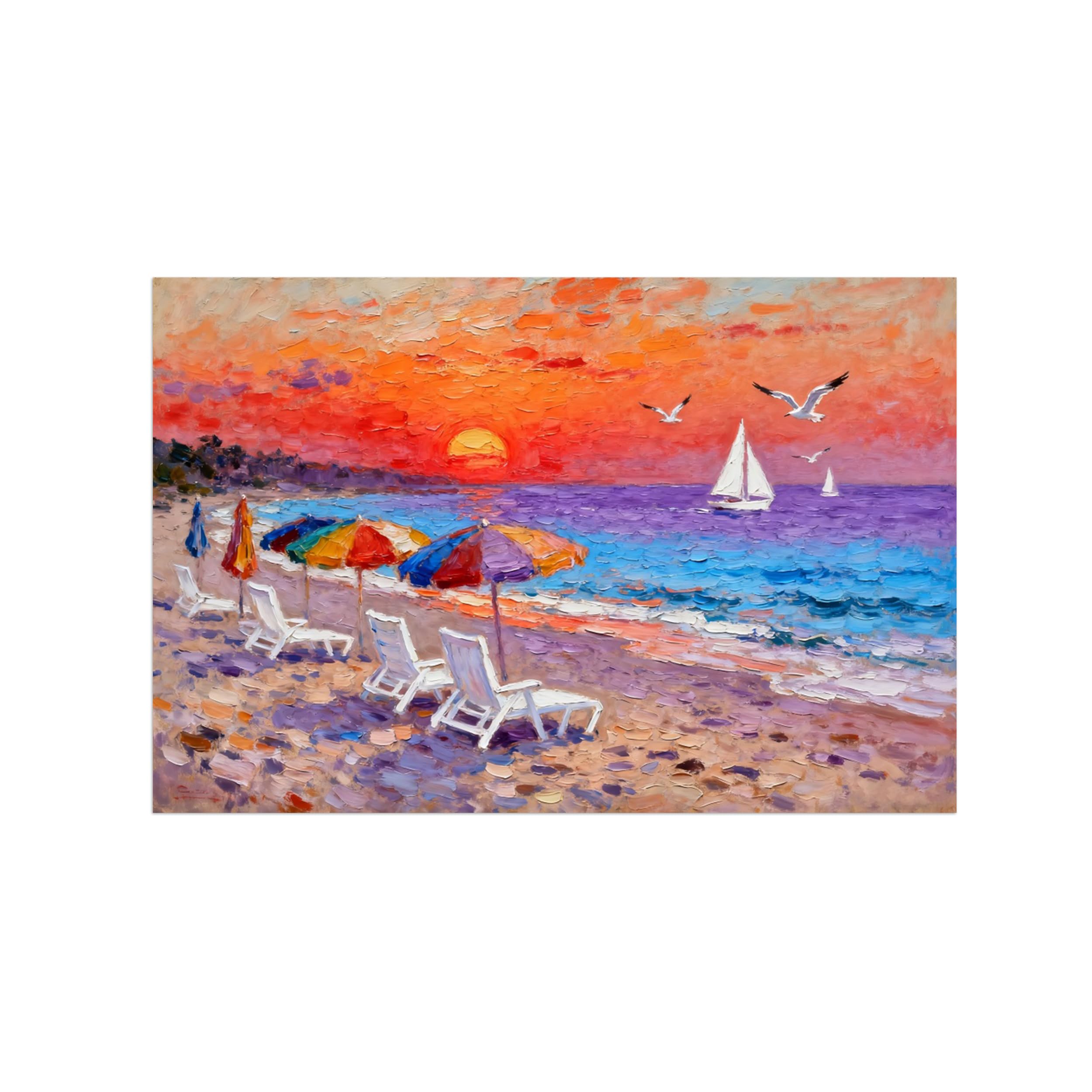 Ozpwbvy Unframed Beach Sunset Landscape Canvas Wall Art Picture 30X45cm