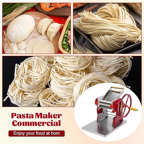 Miniatura 4 de Treliamd Máquina para hacer pasta, máquina manual de fideos, rodillo de masa de pasta con cuchilla, fabricante de fideos de manivela para