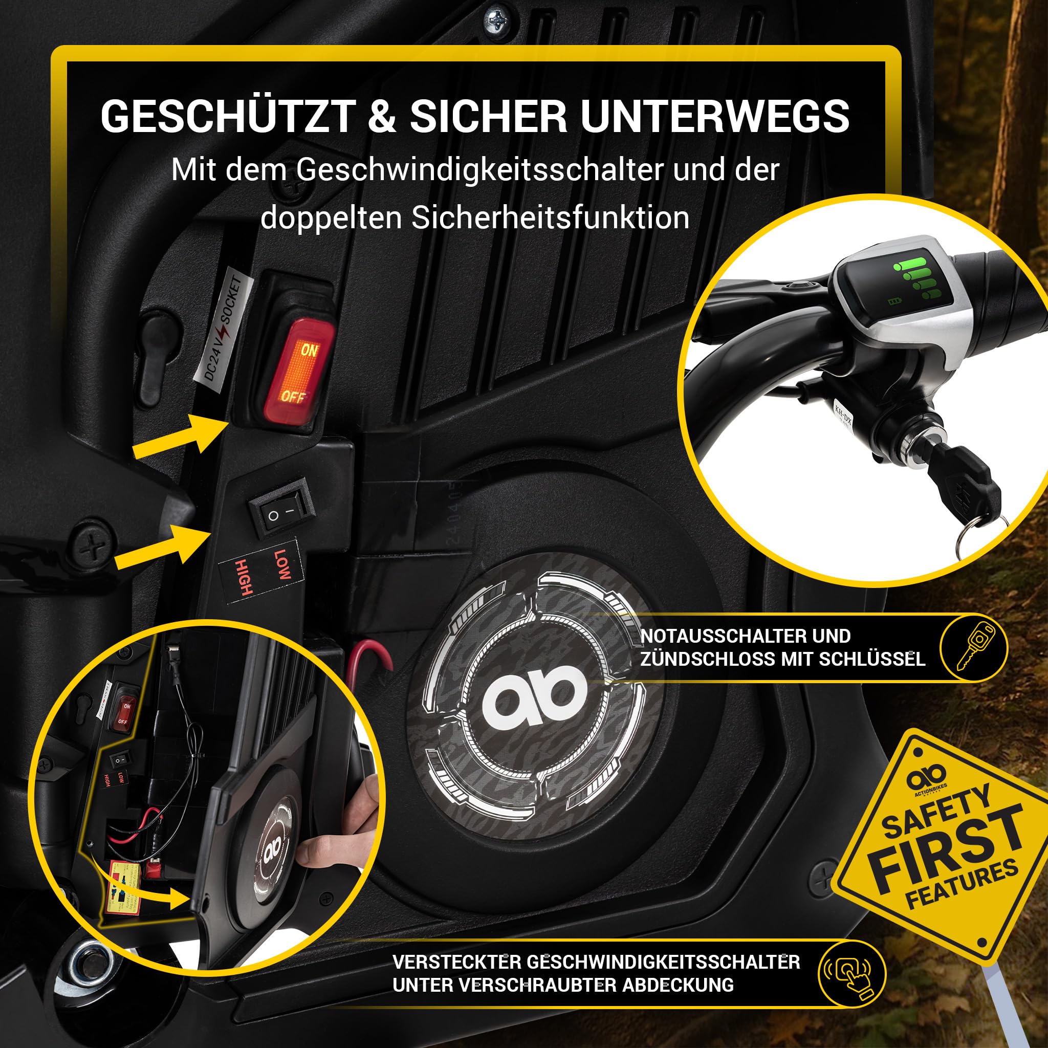 Actionbikes Motors Elektro Motorrad Kinder | 𝟐𝟒 Volt 𝟐𝟓𝟎 Watt Motor bis 𝟐𝟐 km/h | E Bike | Dirt Bike | Electric Bike | Motocross | Pocketbikes | Pocketbike | Dirtbike ab 8 Jahren (Schwarz)
