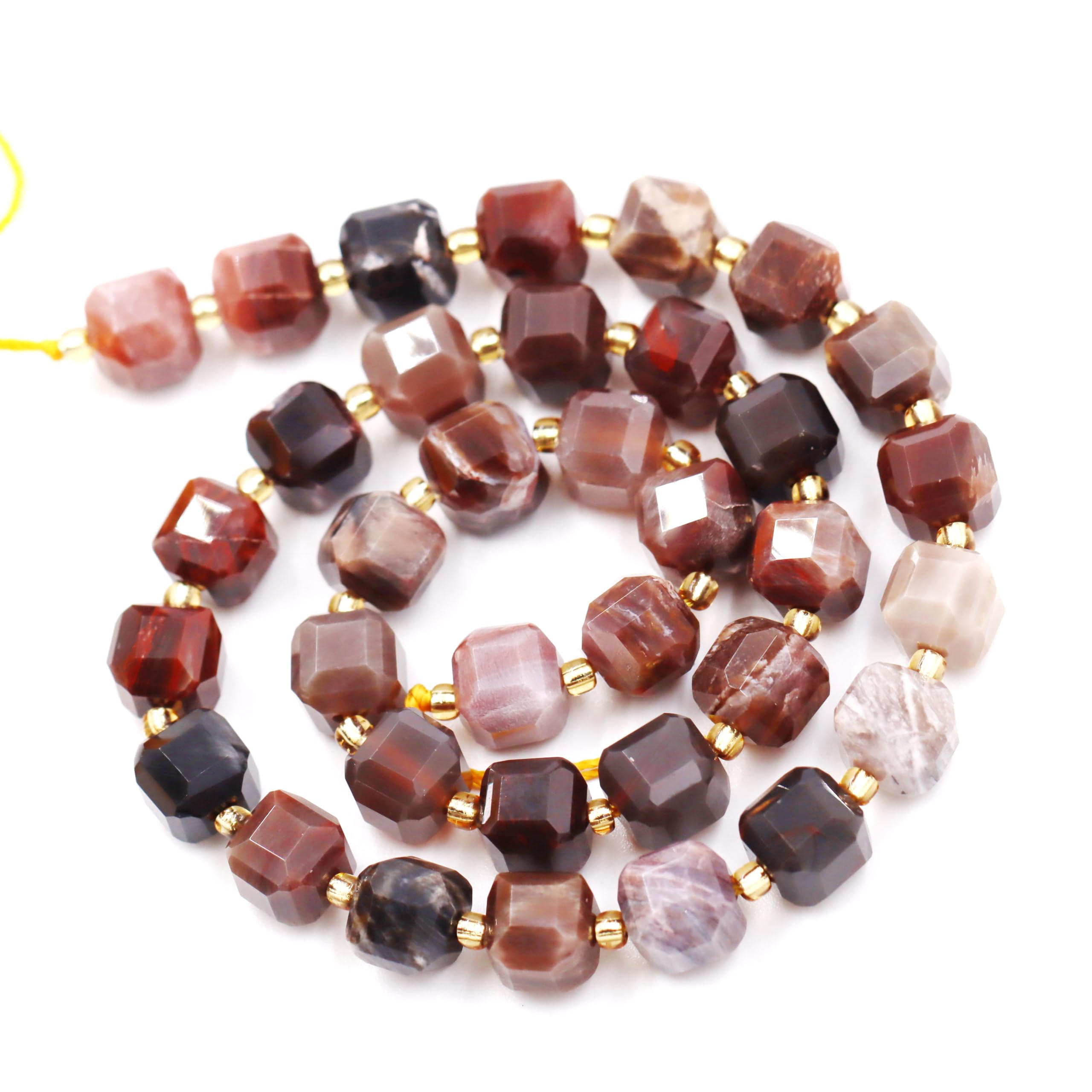 Koraliki z kamienia naturalnego do produkcji biżuterii, sprzedawane na torbę 5-pasma wewnątrz, fasetowana kostka Petrified Wood 8mm