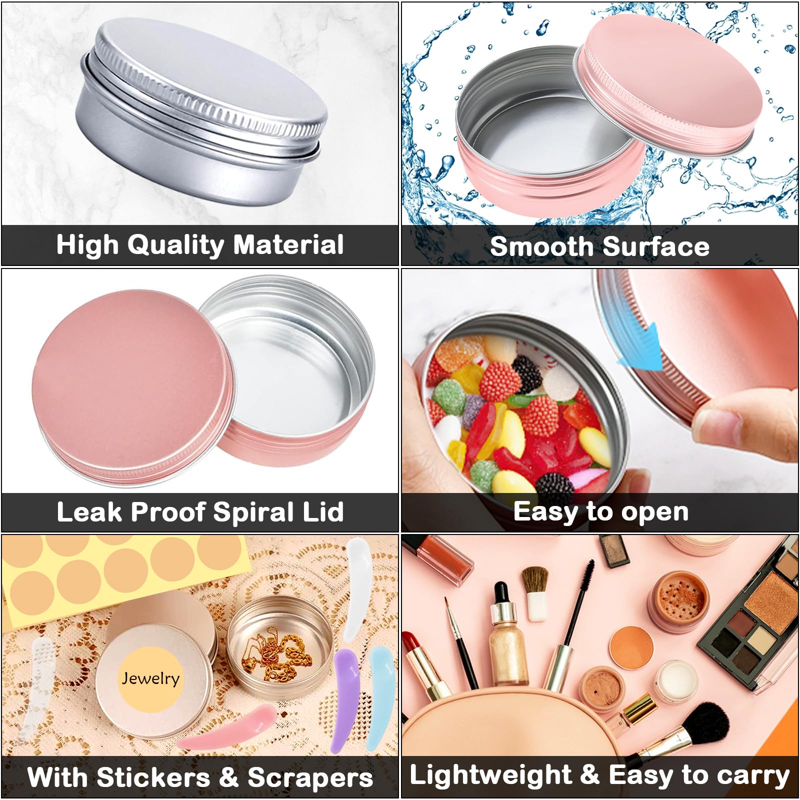 Foraineam 48 Stück Alu-Dosen Mit Schraubdeckel – Leere Metalldosen 60 Ml Für Lippenbalsam & Basteln