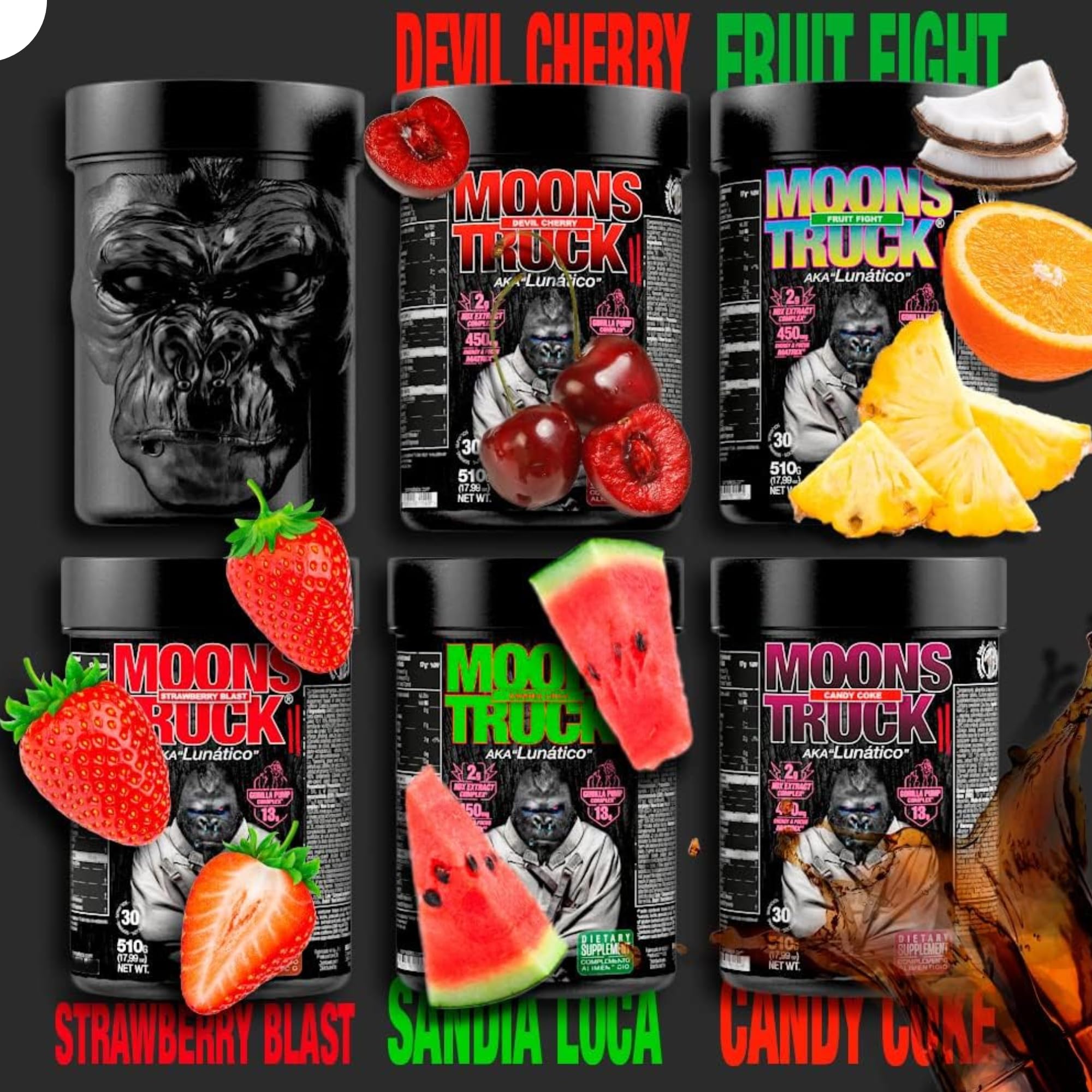 ZOOMAD LABS - Moonstruck II, Polvos Pre Entreno, Suplemente para Deportistas, Pre Workout en Polvo, con Cafeína, Citrulina y Extractos Vegetales - 510 g, Sabor Devil Cherry