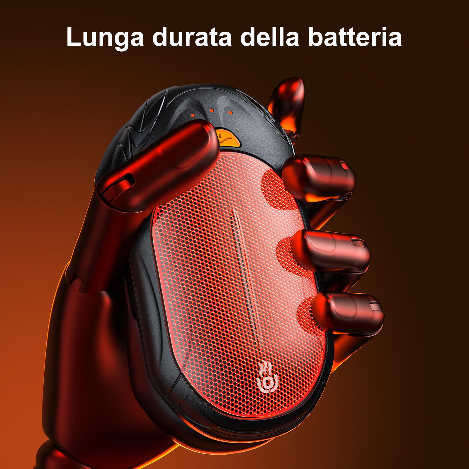 Scaldamani Elettrico 6000mAh, OUTJUT 2 Pezzi USB Scaldamani Ricaricabile Portatile con 3 Livelli di Riscaldamento, Ricarica Rapida per Caccia, Golf, Campeggio, Regali di Natale per Familiari