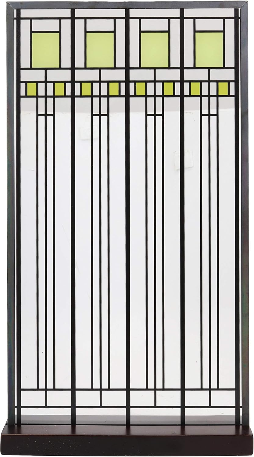 Ebros Frank Lloyd Wright Oak Park House Playroom Stained Glass Art Metal Framed Hanging Wall Decor Or Desktop Plaque Home or Office Decorative Masterpiece 14" by 7.75" Glass Dimensions