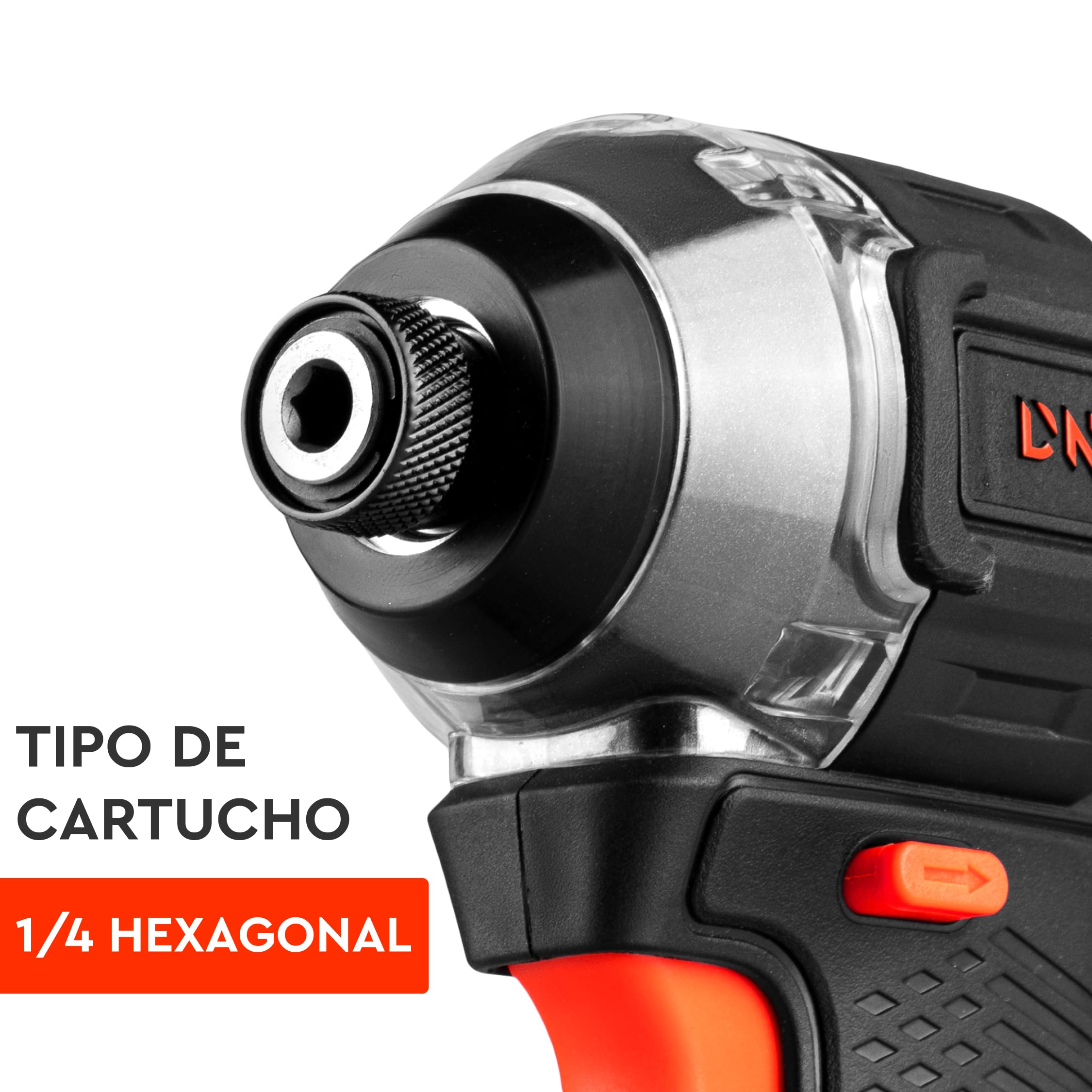 Atornillador de Impacto Inalámbrico 20 V DTD-201BC - Motor Brushless 200 Nm, 4 Velocidades 0-3600 rpm, 4200 Ipm, Portabrocas 1/4" HEX, Led, Portatil, Solo 1 kg - Bateria 2Ah y Cargador - Por Dnipro-M