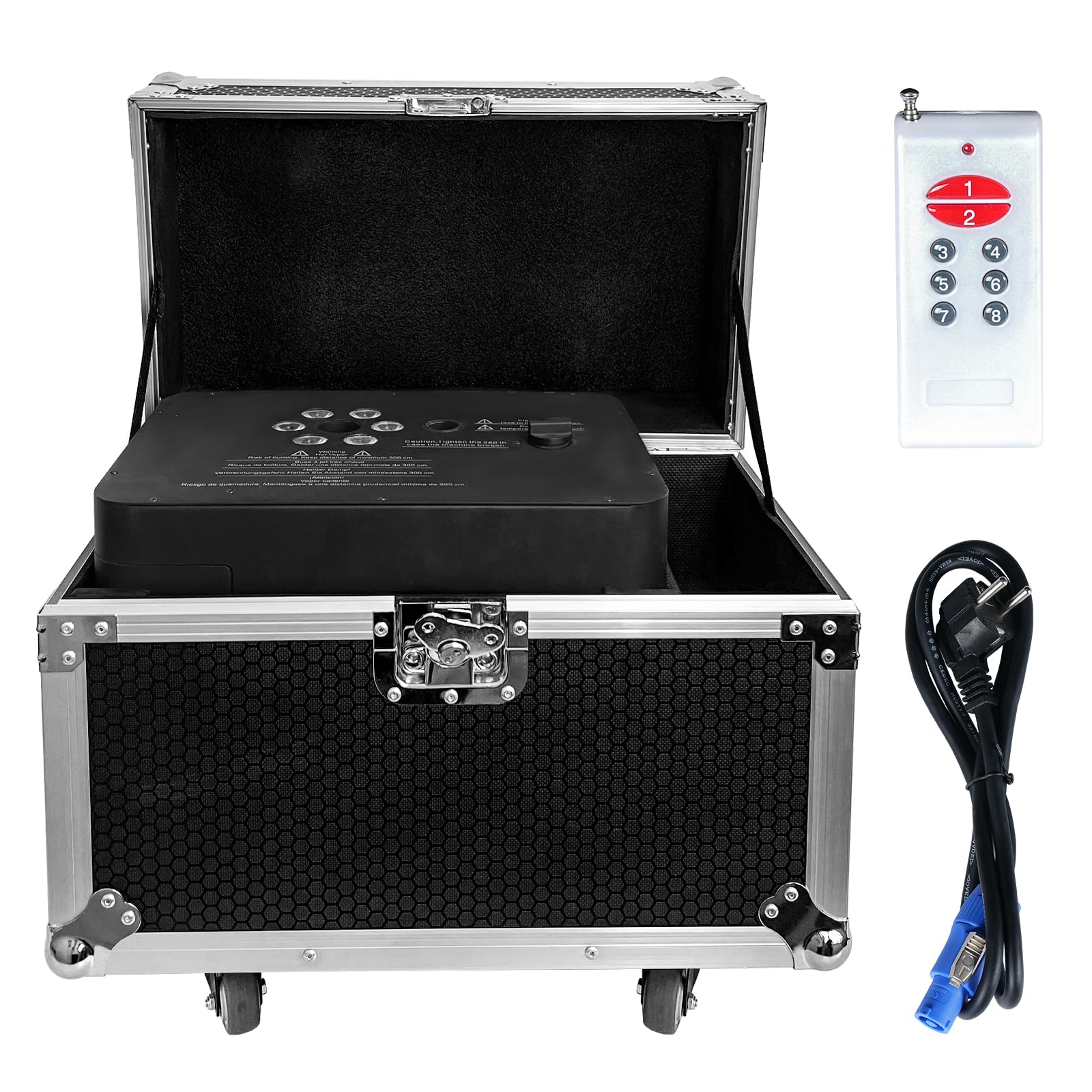 2400W Pyrotechnikmaschinen mit Flightcase, 6 LED Perlen Nebelmaschine d-mx512 Cold Spark Machine Bühneneffekt Wunderkerze mit Funkfernbedienung für Hochzeit Party DJ Bühne Live