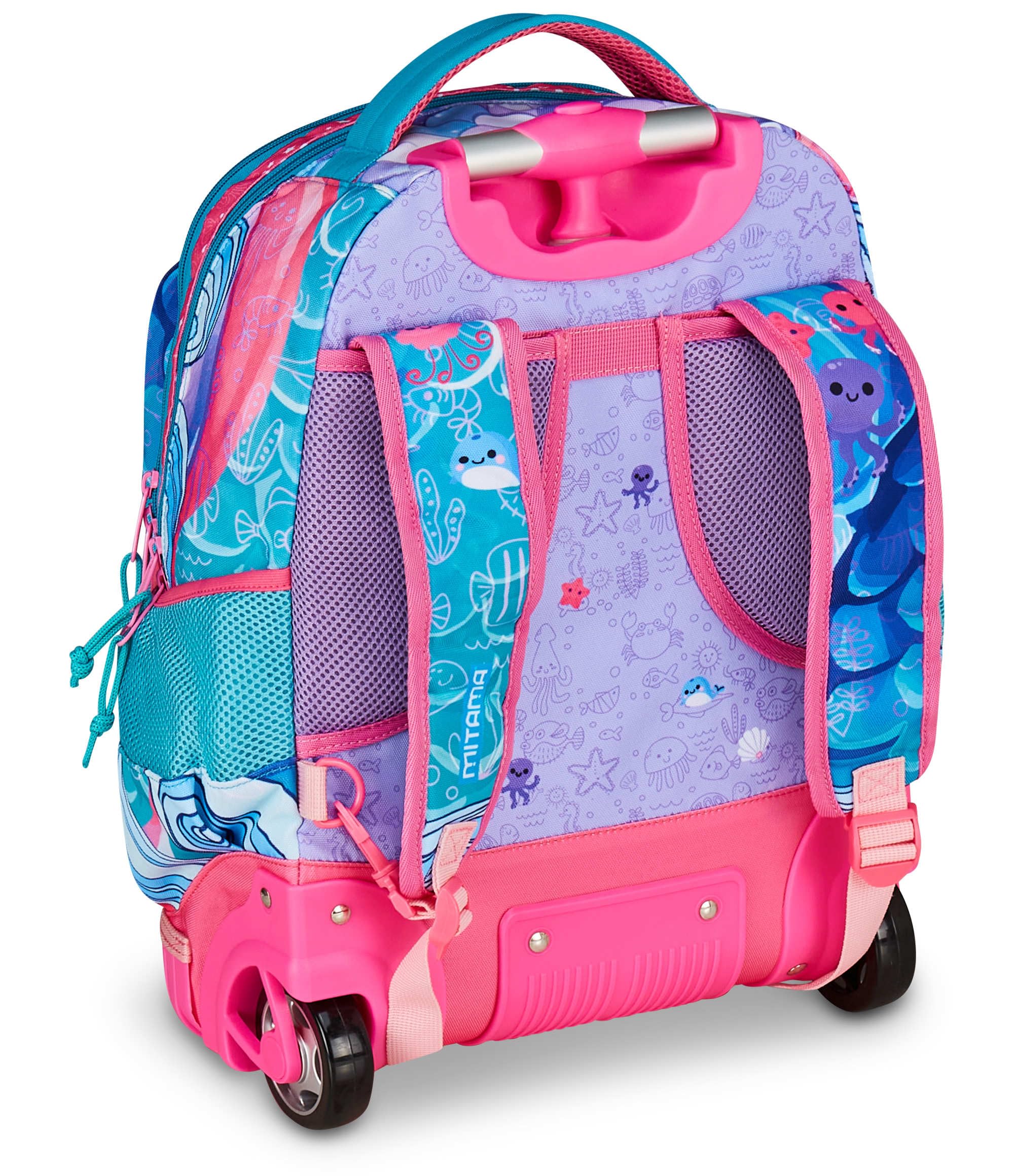Mitama Trolley Scuola Run Maxi OCEANVIBES, Turchese, Doppio Scomparto, Tasca Frontale, 2 Tasche Laterali, Scuola Elementare e Tempo Libero, Bambina