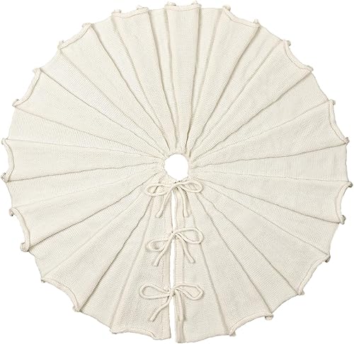 Miniatura 7 de Falda de árbol de Navidad de 36 pulgadas falda de árbol de lápiz para árbol de 6 pies, diseño plisado, falda de árbol pequeño blanco crema, faldas