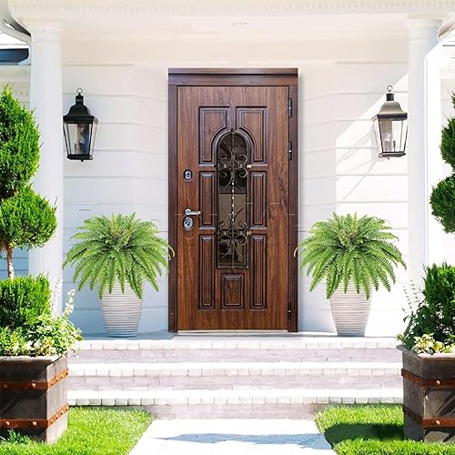 Miniatura 5 de Plantas artificiales de 34 pulgadas de césped alto con junco 6 tallos de hierba de las pampas sintética planta de arbustos verdes falsos para el