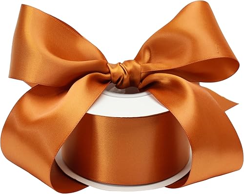 DINDOSAL Cinta de Cobre de 2 Pulgadas Cinta de Satén de Doble Cara Cinta de Cobre Gruesa para Envolver Regalos Decoración de Bodas Decoraciones de