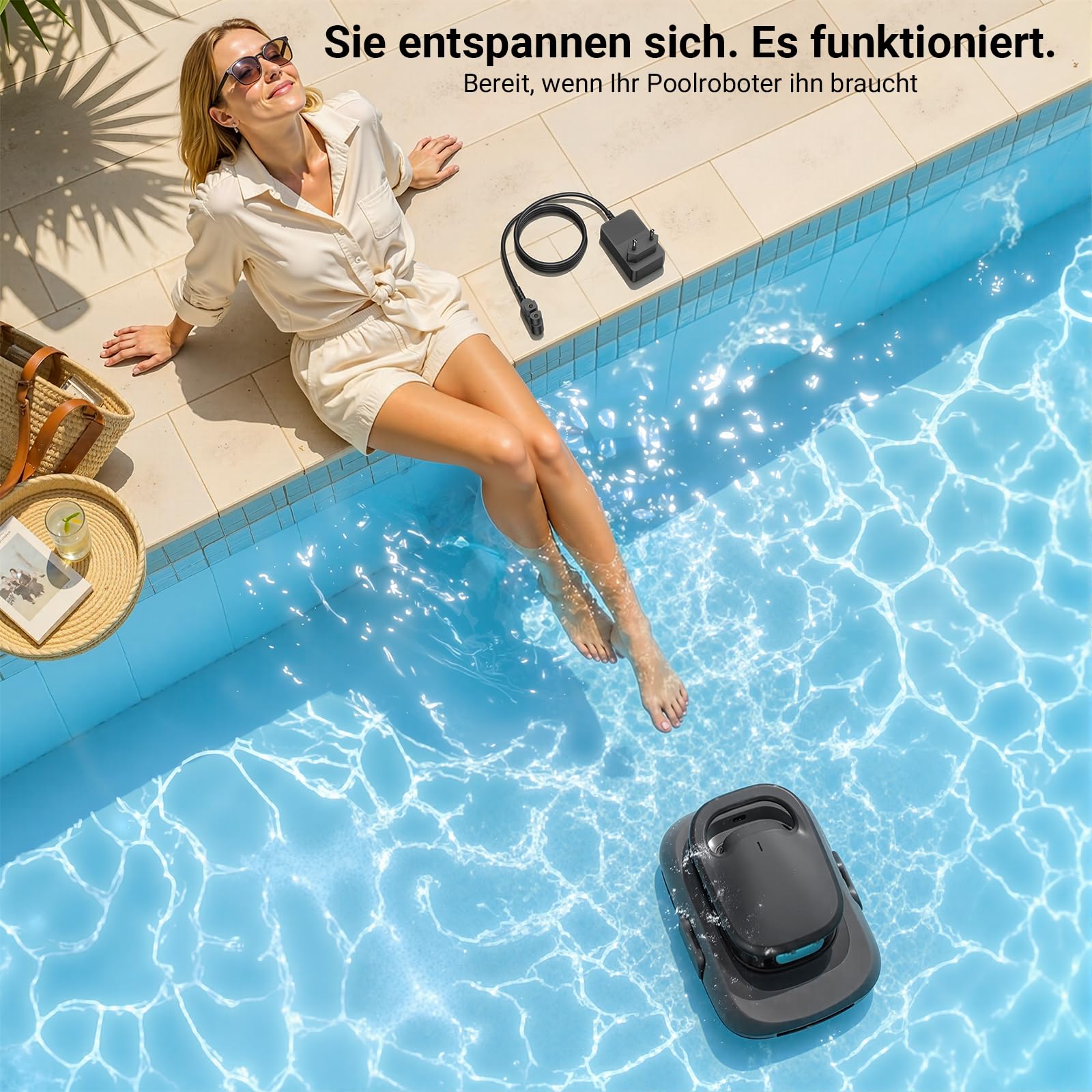 12,6V-Netzteil für Aiper Poolroboter, Kompatibel mit Aiper Scuba SE Kabellosem Roboter-Poolreiniger Poolsauger Ersatz Adapter Ladegerät Ladekabel – Mit Ladeanzeige