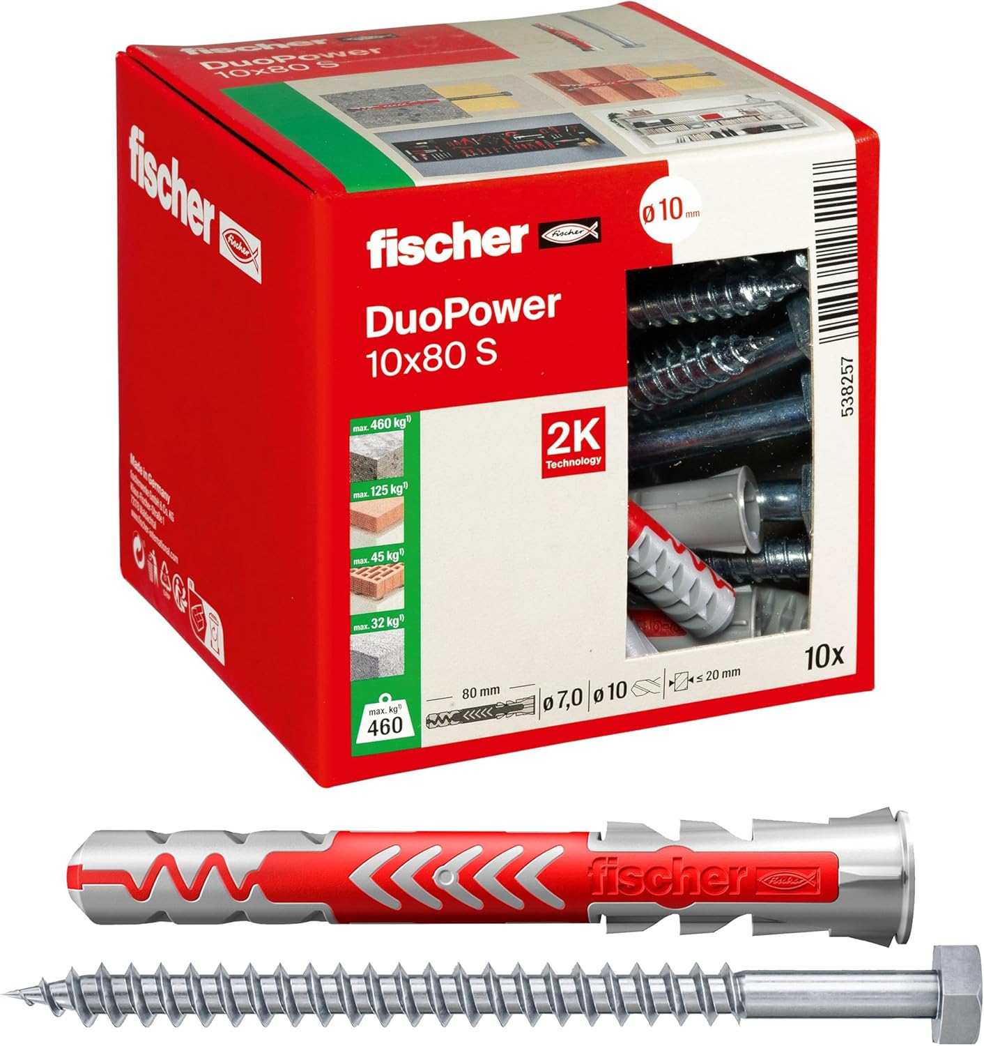Fischer 25 Tasselli Duopower, 12 X 60 Mm, Per Muro Pieno, Mattone Forato, Cartongesso, 538243 - Foto 9