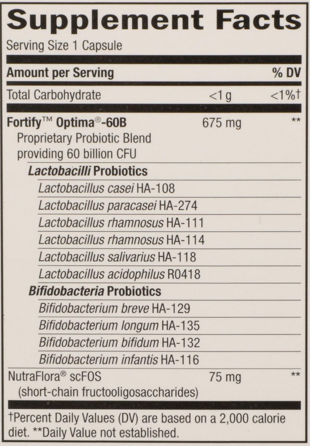 Nature's Way Fortify Optima Probiotic for Adults, 60 Billion Live Cultures, 15 Strains, Gut Comfort*, Supports Digestive Balance and Immune Health*, Keep Refrigerated, 30 Capsules (Packaging May Vary)